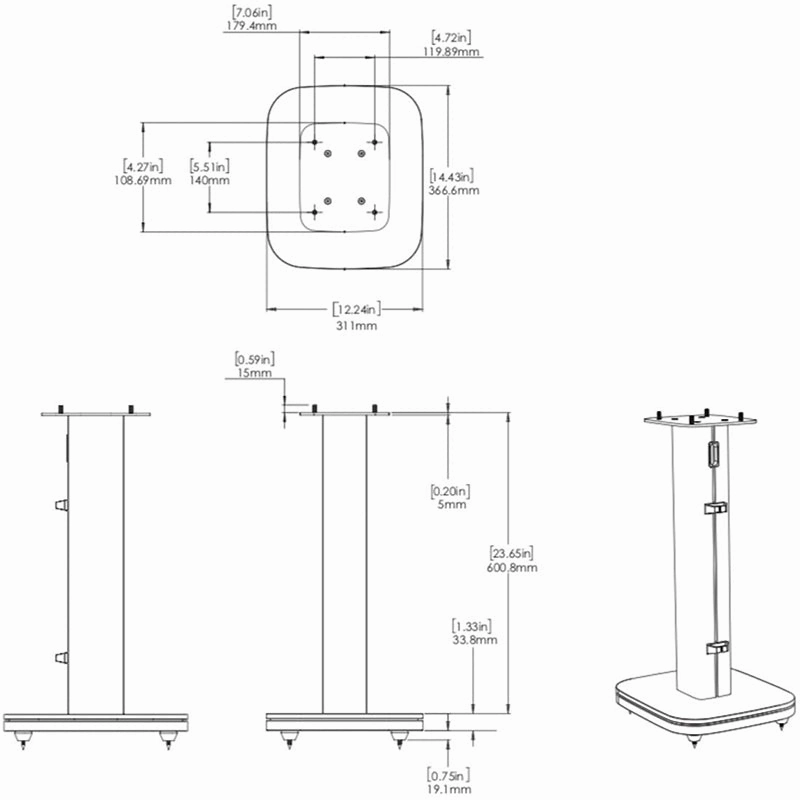JBL HDI-FS - Speaker Stands for HDI-1600 Bookshelf Speakers - Pair