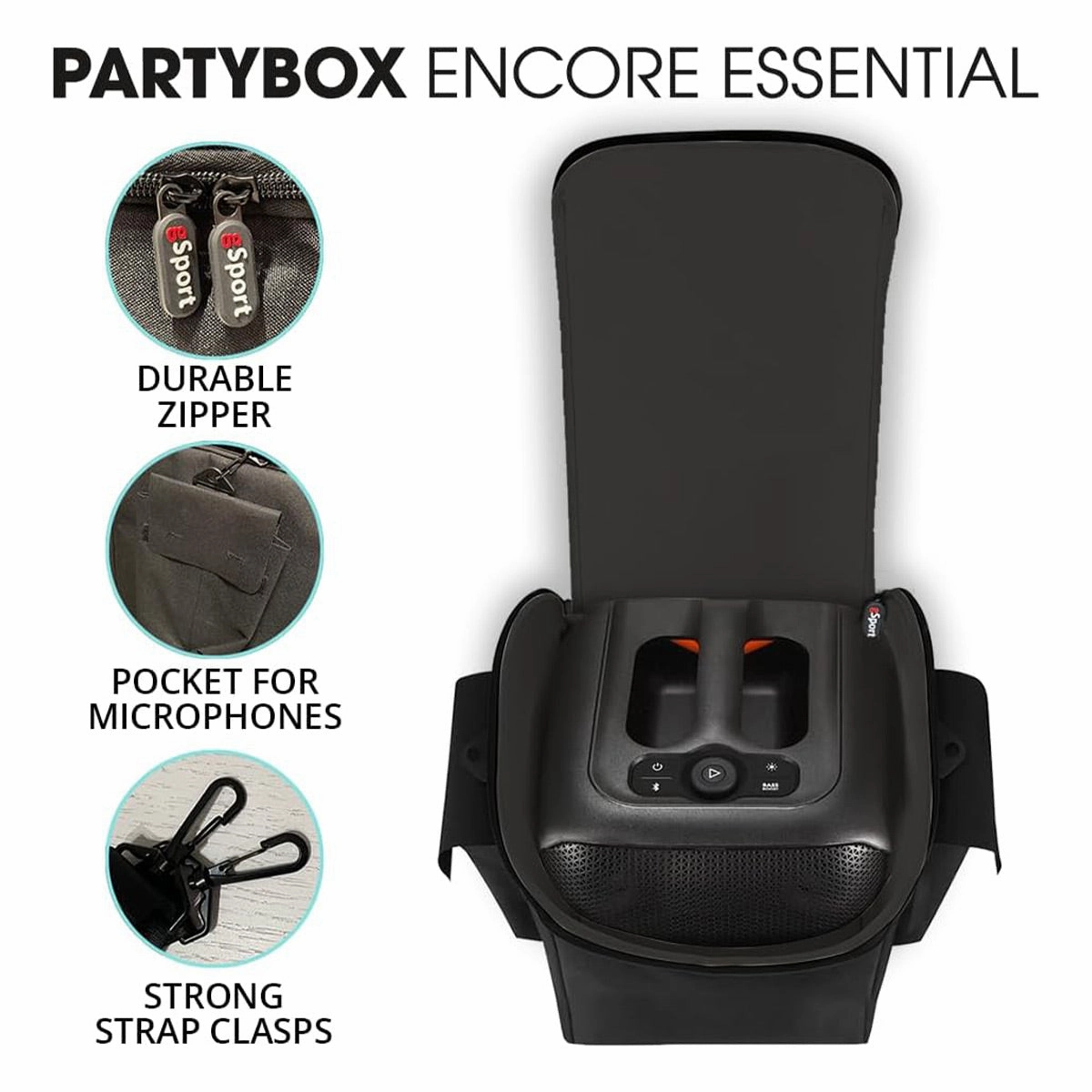 JBL PartyBox Encore Essential Portable Party Speaker with gSport Carrying Bag