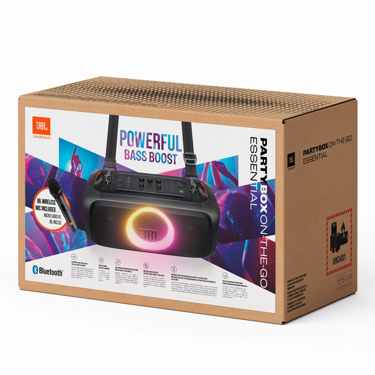 JBL PartyBox On-The-Go Essential with Wireless Microphone & Water Resistance