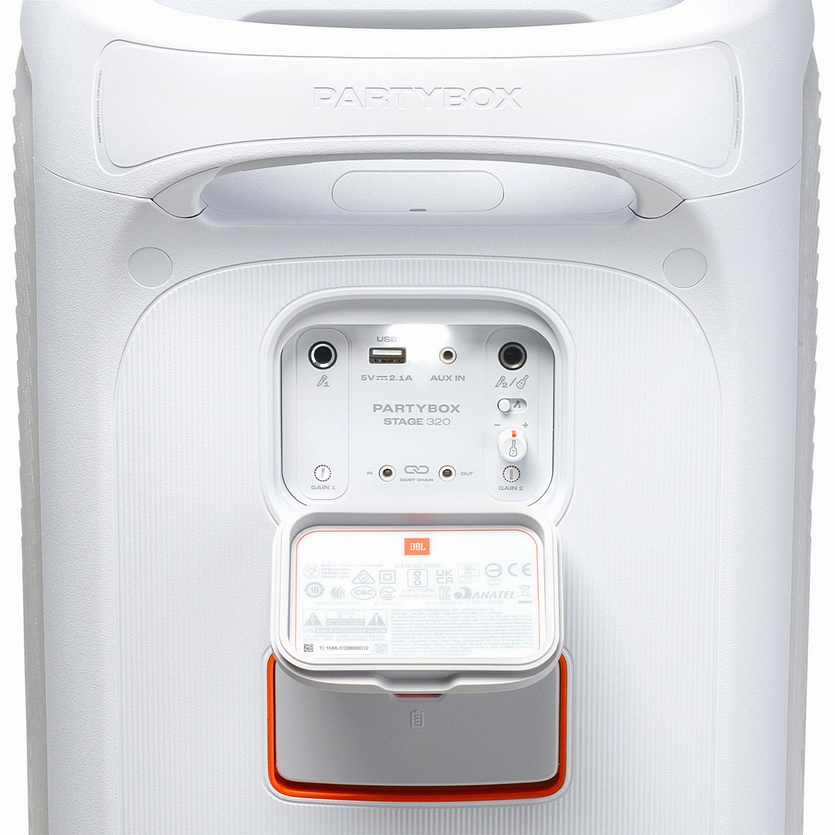 JBL PartyBox Stage 320 Portable Party Speaker with Wheels (White)
