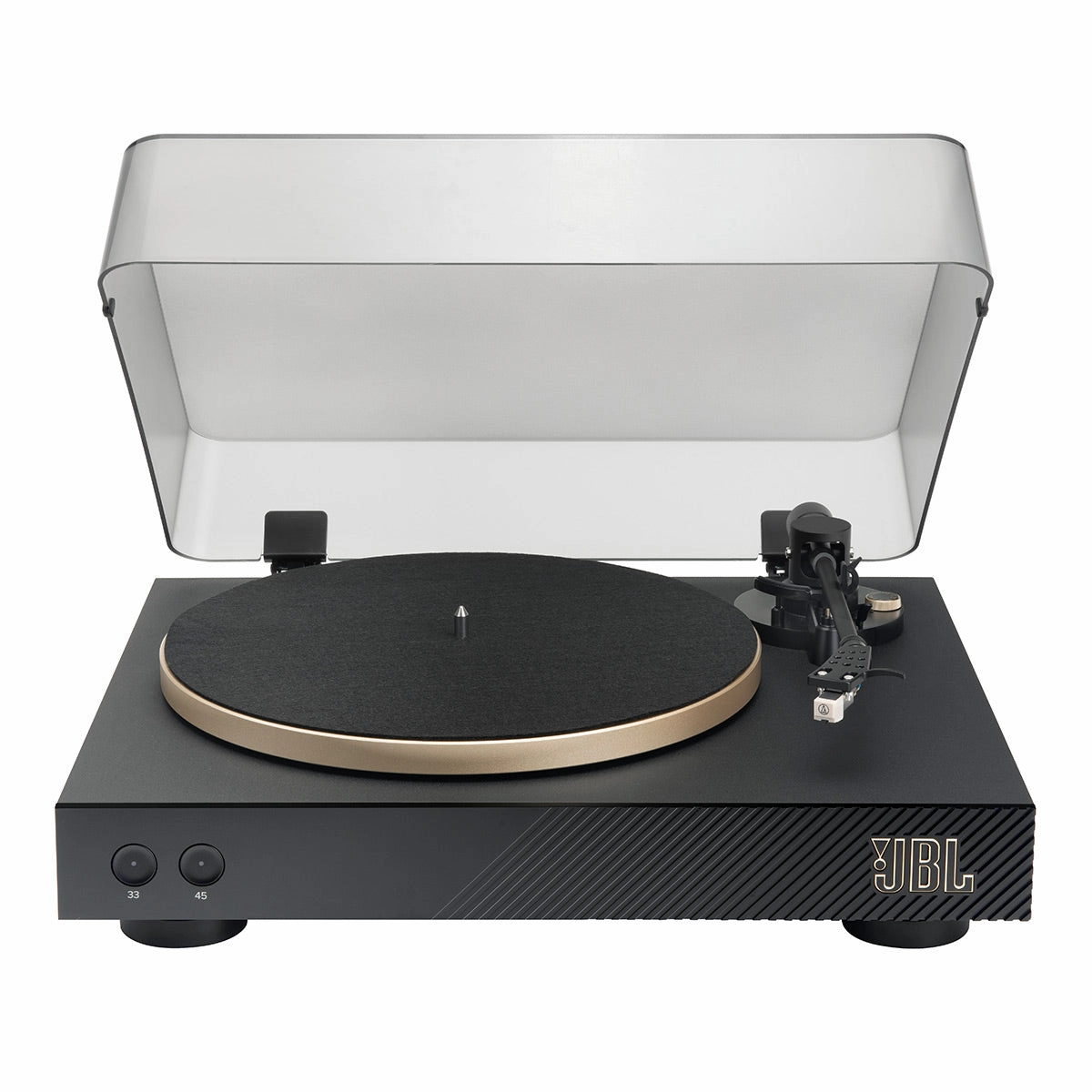 JBL Spinner BT Semi-Automatic Belt-Drive Turntable with Bluetooth 5.3 and Installed Audio Technica Cartridge (Black & Gold)