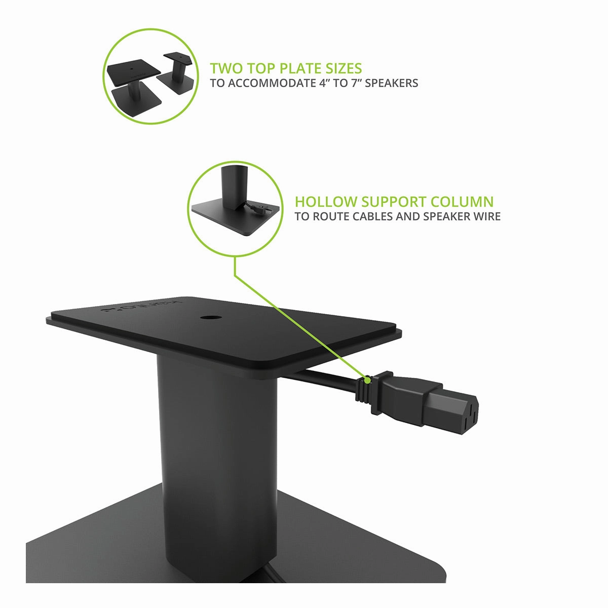 Kanto SP6HD 6" Universal Desktop Speaker Stands with Rotating Top Plates and Cable Management - Pair (Black)