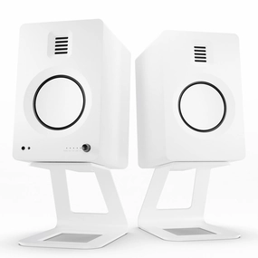 Kanto TUK Premium Powered Speakers with SE6 Elevated Desktop Speaker Stands (White)