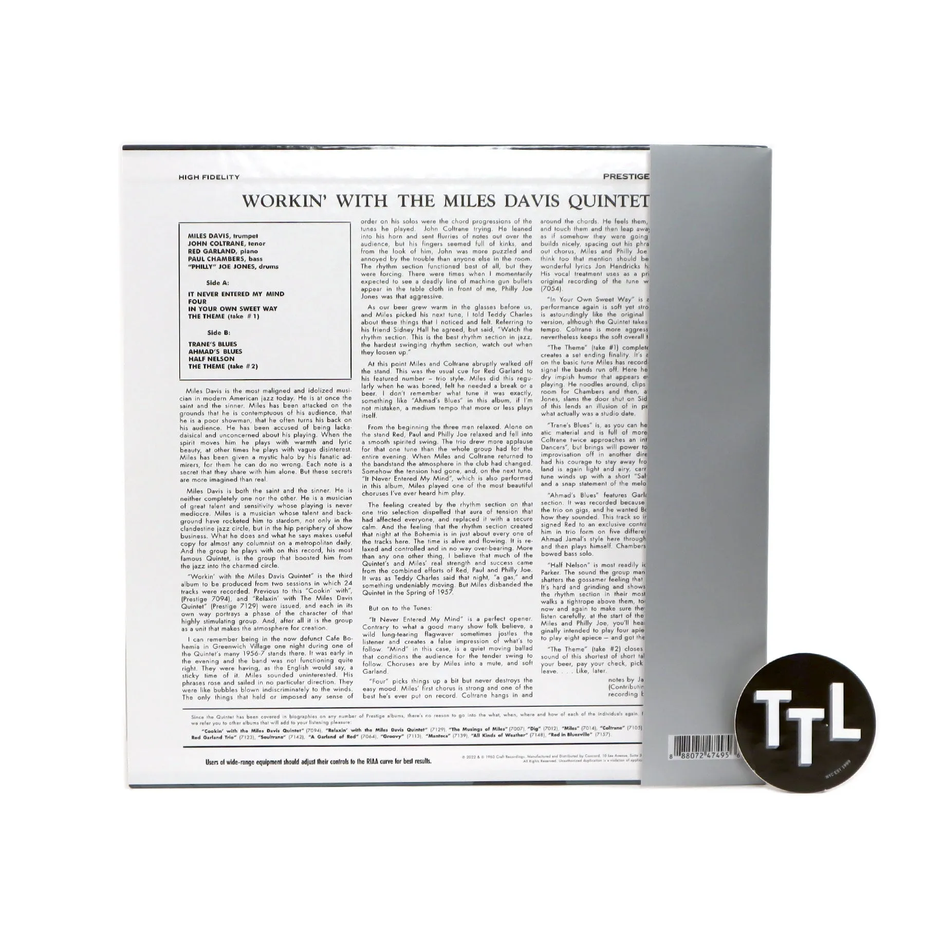 Miles Davis Quintet: Workin' With The Miles Davis Quintet (Original Jazz Classics 180g) Vinyl LP