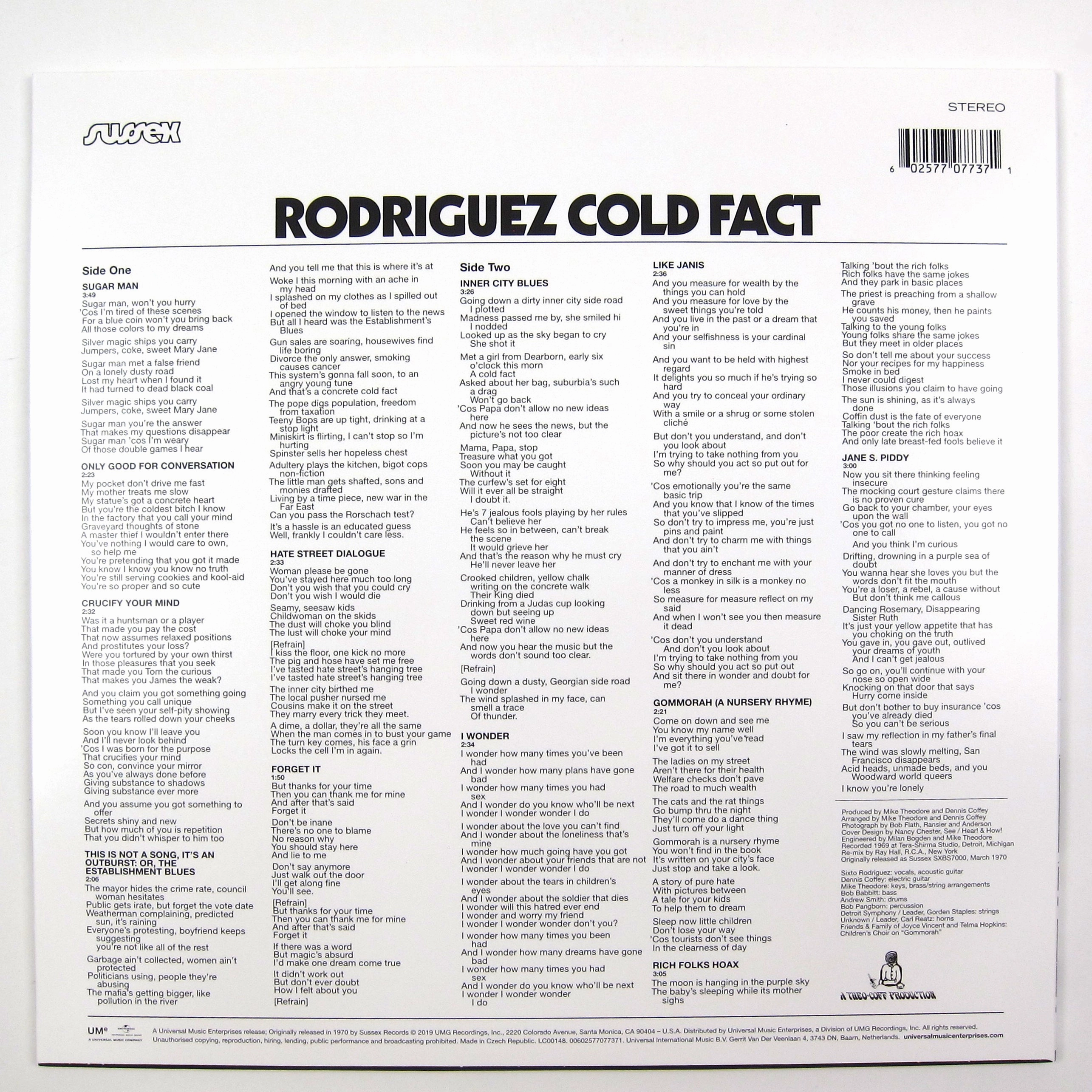 Rodriguez: Cold Fact Vinyl LP