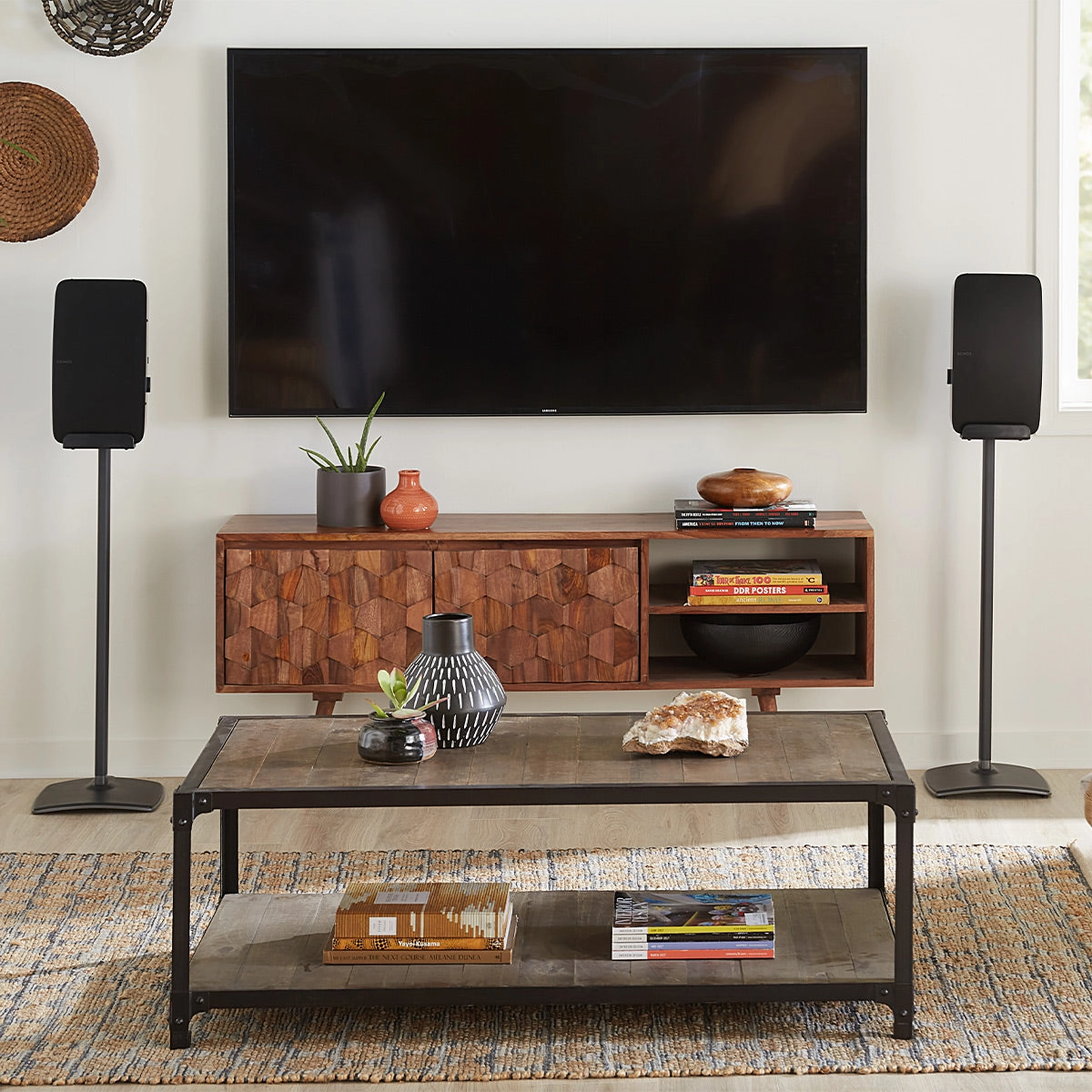 Sanus Fixed-Height Wireless Speaker Stands Designed for Sonos Five and Play: 5 Speakers - Each (Black)