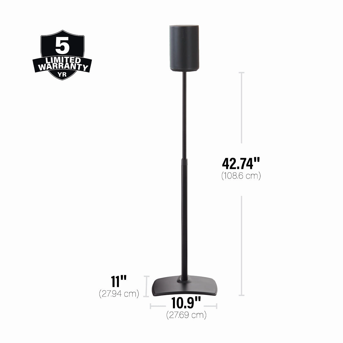 Sanus Height-Adjustable Speaker Stands for Sonos Era 100 - Pair (Black)
