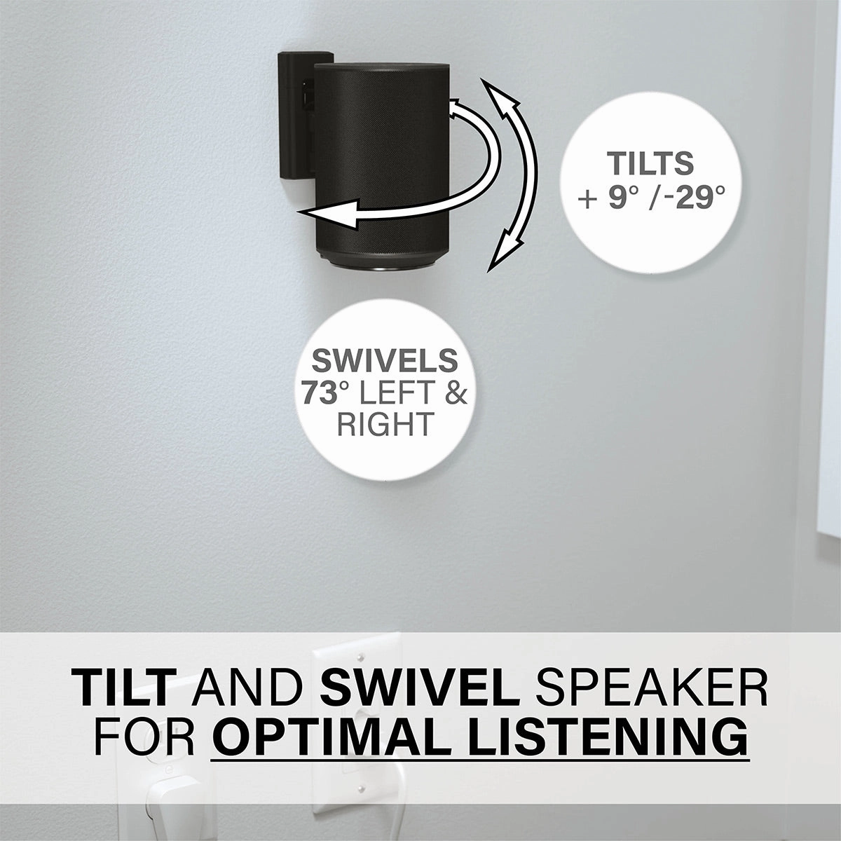 Sanus Universal Tilt & Swivel Speaker Wall Mount and Power Kit - Each