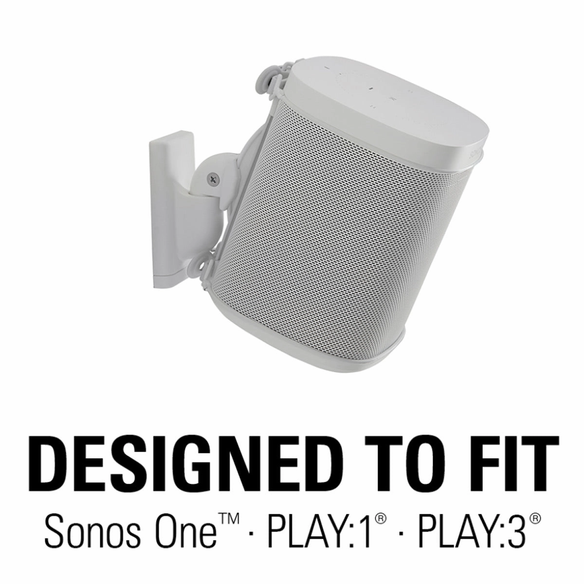 Sanus Wireless Speaker Swivel and Tilt Wall Mounts for Sonos ONE, PLAY:1, and PLAY:3 - Pair (White)