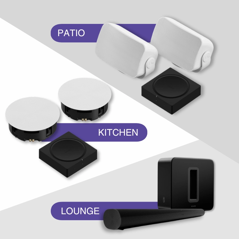 Sonos Living Room, Kitchen & Patio Smart Home Bundle hi-fi analog preamp,hi-fi dynamic range audio,hi-fi stereo for TV