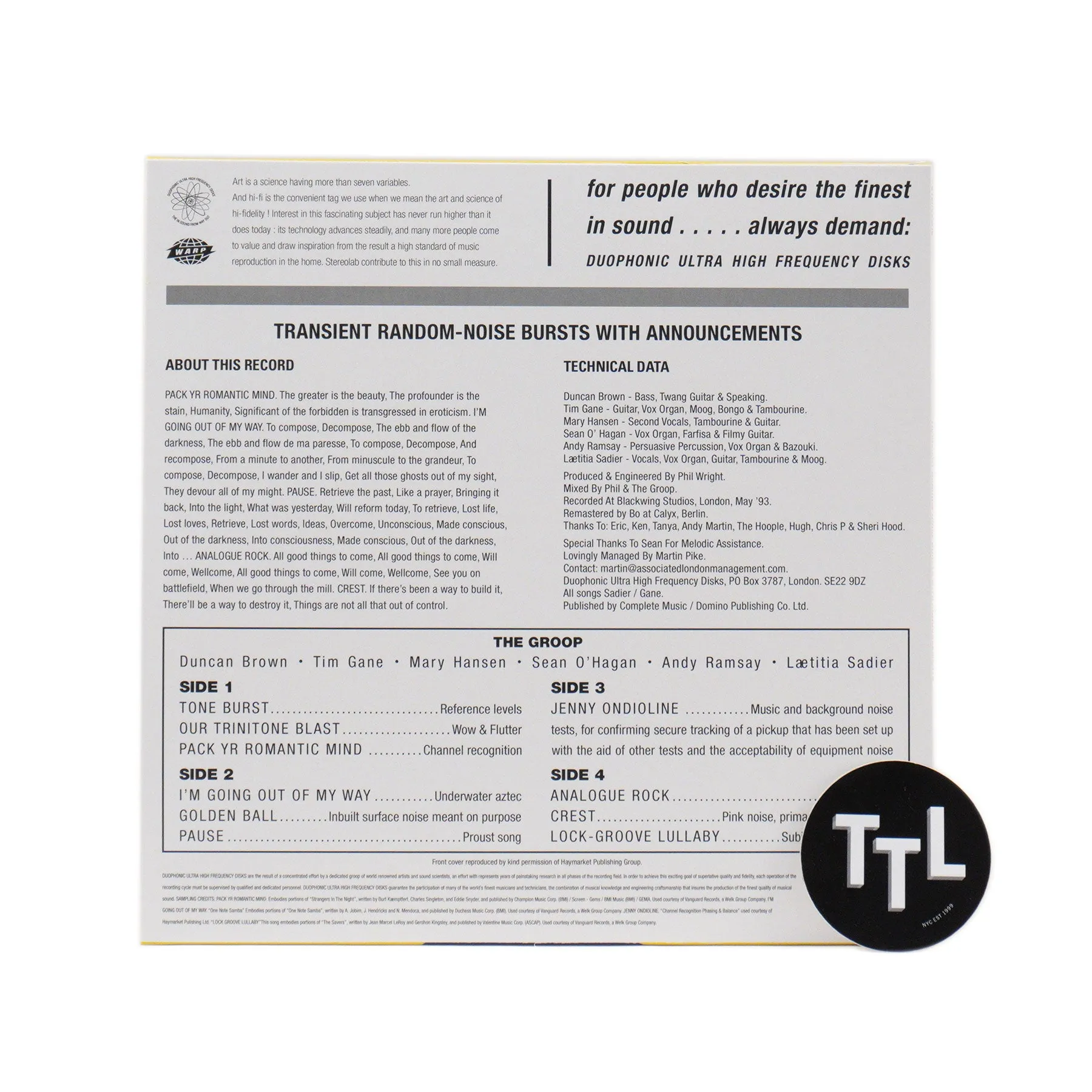 Stereolab: Transient Random-Noise Bursts With Announcements Vinyl 2LP