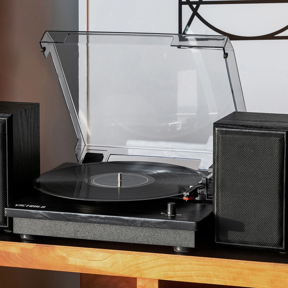Victrola Montauk Bluetooth Turntable System with Bookshelf Speakers (Black)