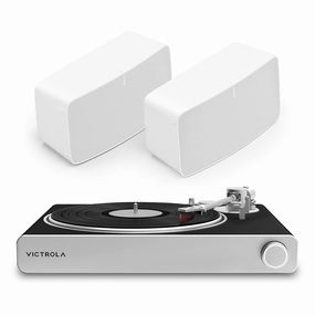Victrola Stream Carbon Turntable with Pair of Sonos Five Wireless Speaker for Streaming Music (White) hi-fi class D amplifier,hi-fi class AB amplifier,hi-fi stereo kit for beginners