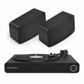 Victrola Stream Onyx Works with Sonos Wireless Turntable with 2-Speeds with Pair of Sonos Five Wireless Speakers for Streaming Music (Black) hi-fi class D amplifier,hi-fi class AB amplifier,hi-fi stereo kit for beginners
