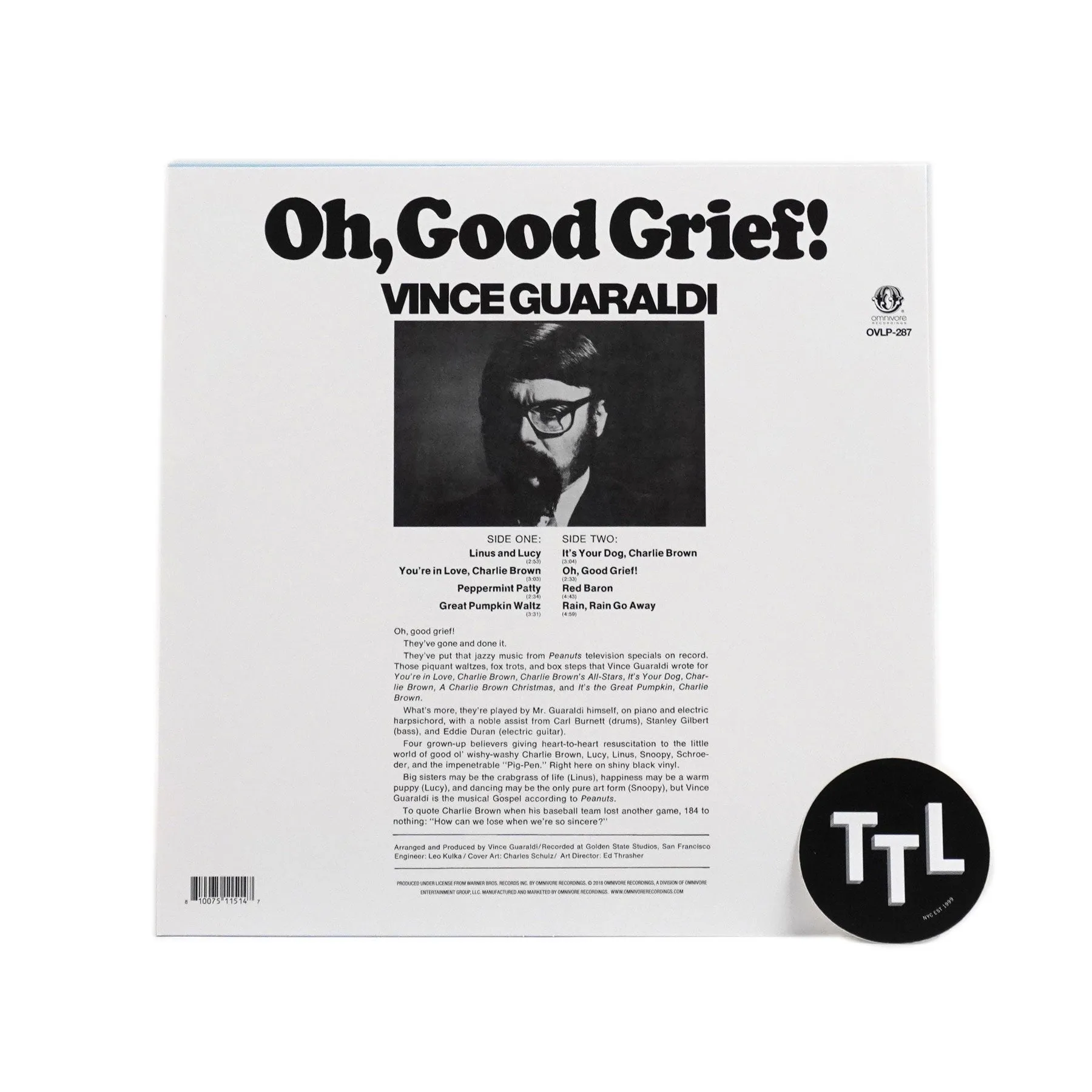 Vince Guaraldi: Oh, Good Grief! (Peanuts, Yellow Colored Vinyl) Vinyl LP