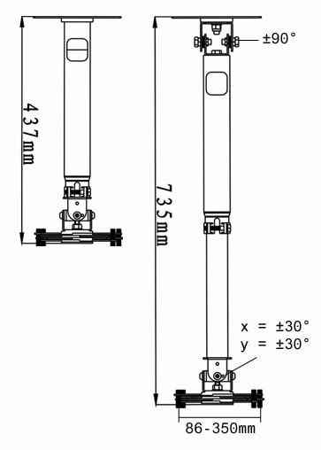 Vision VIS-2418655 Telescopic Projector Ceiling Mount