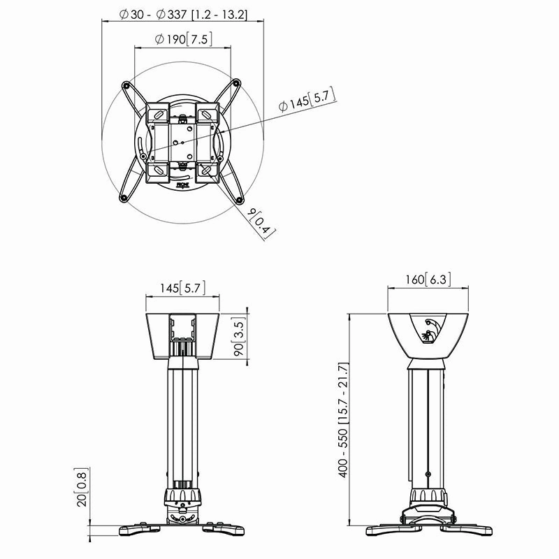 Vogels PPC 1540 Projector Ceiling Mount (Silver) (Each)