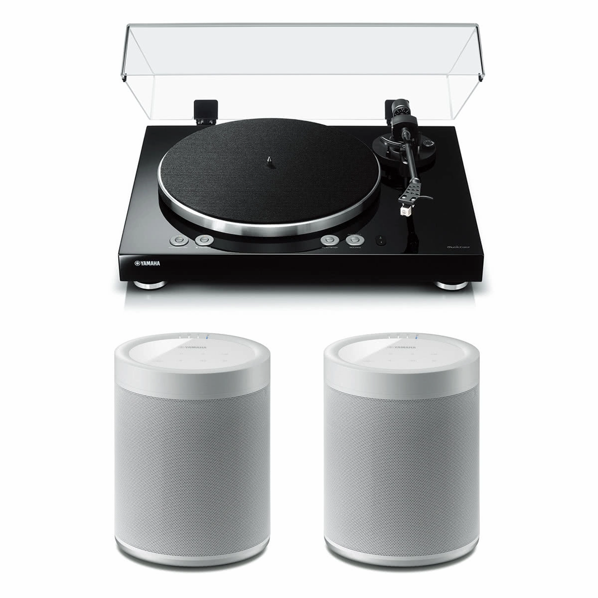 Yamaha MusicCast Vinyl 500 Turntable with MusicCast 20 Wireless Speakers - Pair (White) hi-fi class D amplifier,hi-fi class AB amplifier,hi-fi stereo kit for beginners